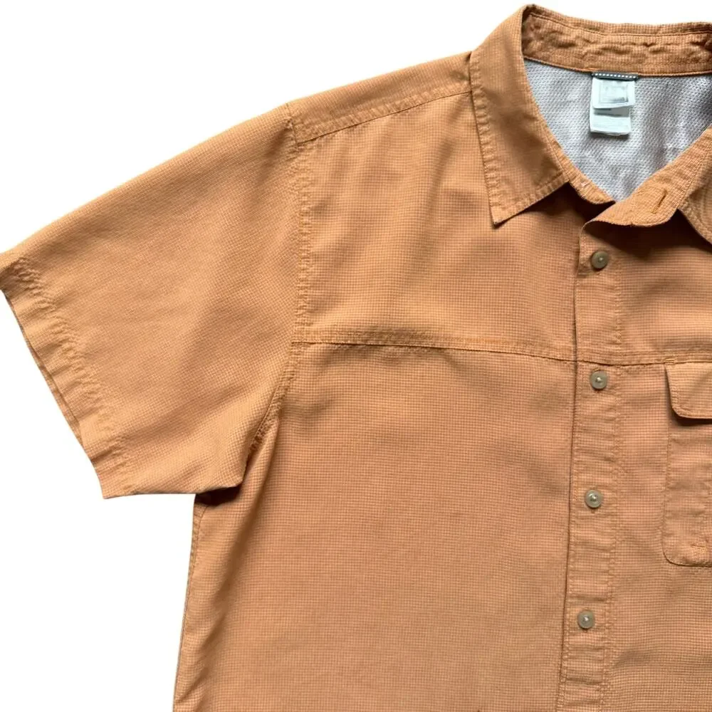 The North Face Orange Modal Button Shirt Mesh Lining Hiking Outdoors Gorpcore
